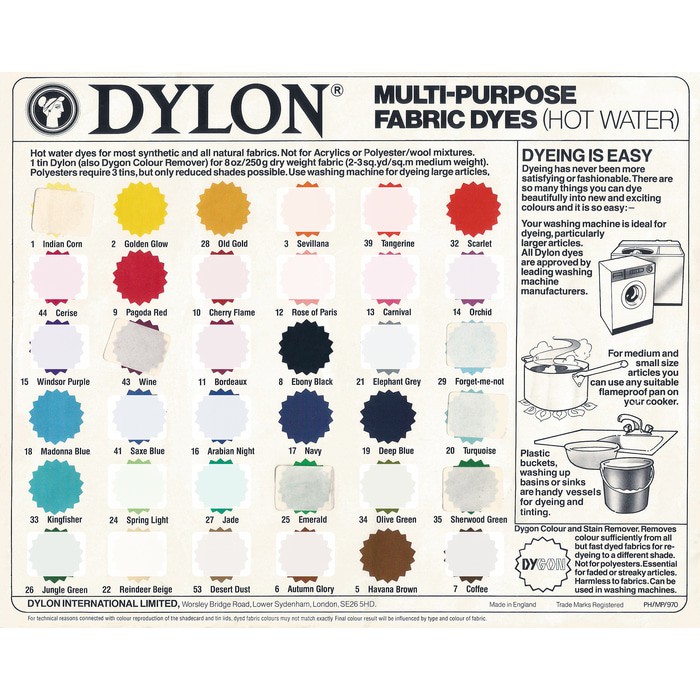 

DYLON PEWARNA TEKSTIL / PEWARNA PAKAIAN "BUNGKUS SACHET