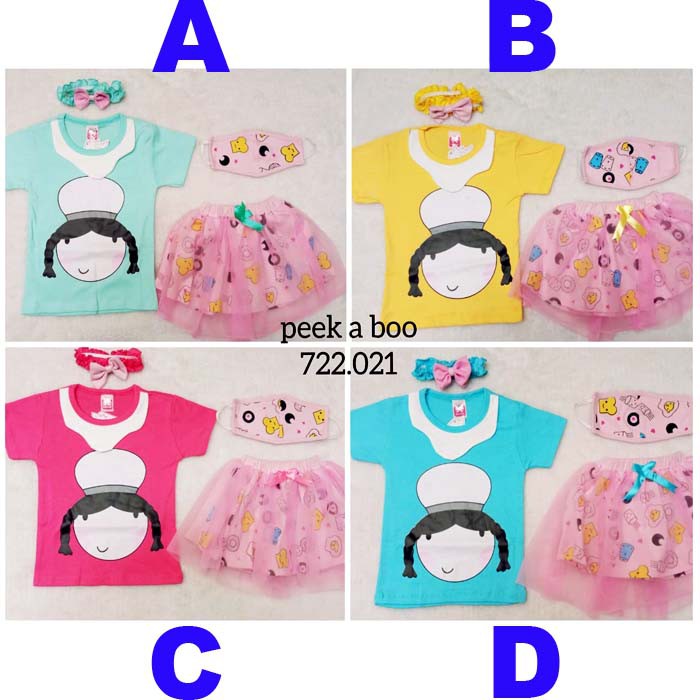 Baju Bayi Perempuan Setelan Rok Cute Girl Bonus Masker