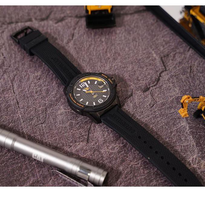 Jam Tangan Pria Caterpillar Cat Sj.161.21.137 Black Yellow Original Laurusmart