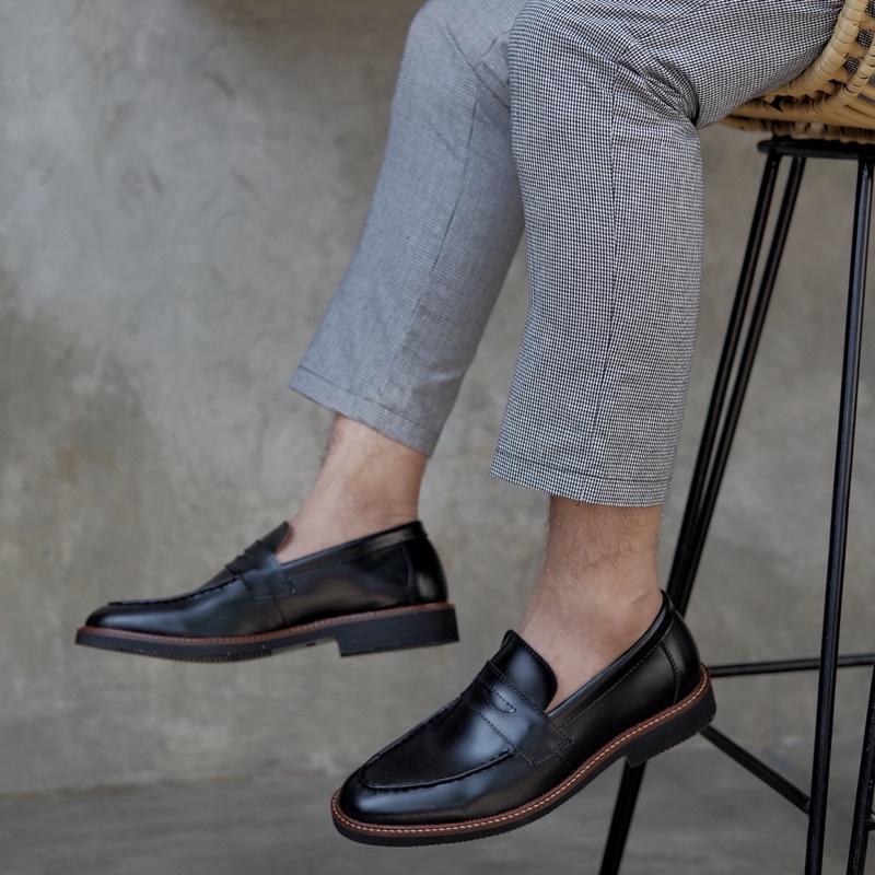 Sepatu Casual Pria Formal Pascal Black by Oxwalker Pantofel Kerja Kantor