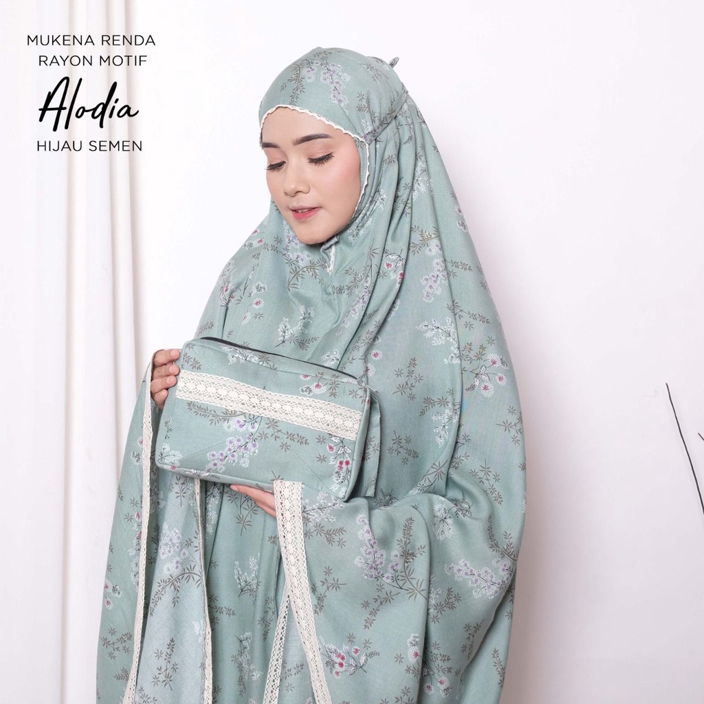 PUSAT MUKENA TASIK - MUKENA DEWASA RENDA RAYON MOTIF ALODIA