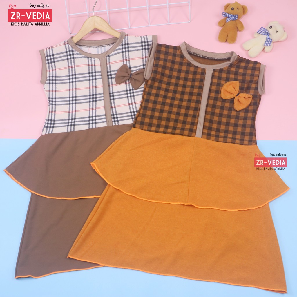 Dress Viona Kensi uk 5-6 Tahun / Dress Anak Perempuan Lengan Kutung Murah Baju Cewek Blouse Import