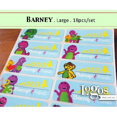 

Barney. LARGE Sticker Name Label. Stiker karakter Baby Bop BJ friends