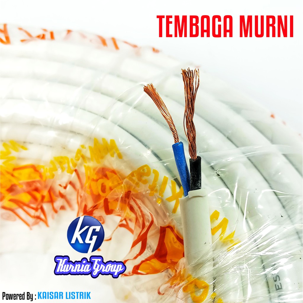 Kabel NYM HYO 2x0.75mm TEMBAGA METERAN Serabut Isi 2 Tembaga Murni Cable Listrik Kable Listrik Ringan Standar HITAM &amp; PUTIH PLN By Kurnia Group