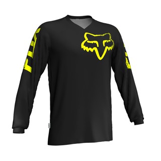  Jersey  Sepeda  Dan Trail FOX  Hitam  list kuning stabilo 