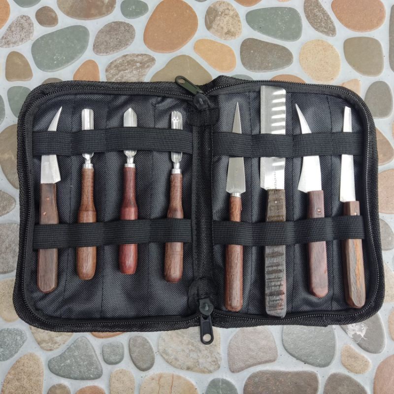 SATU SET PISAU GARNISH ISI 7 + ACAR + DOMPET