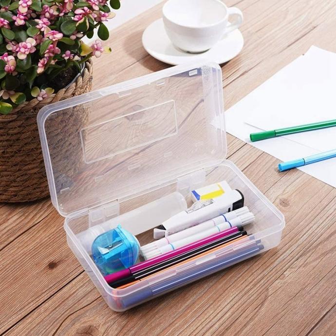 

KJMR 3 PACK KOTAK PENSIL BAHAN PLASTIK TRANSPARAN DENGAN TUT DFD6546E