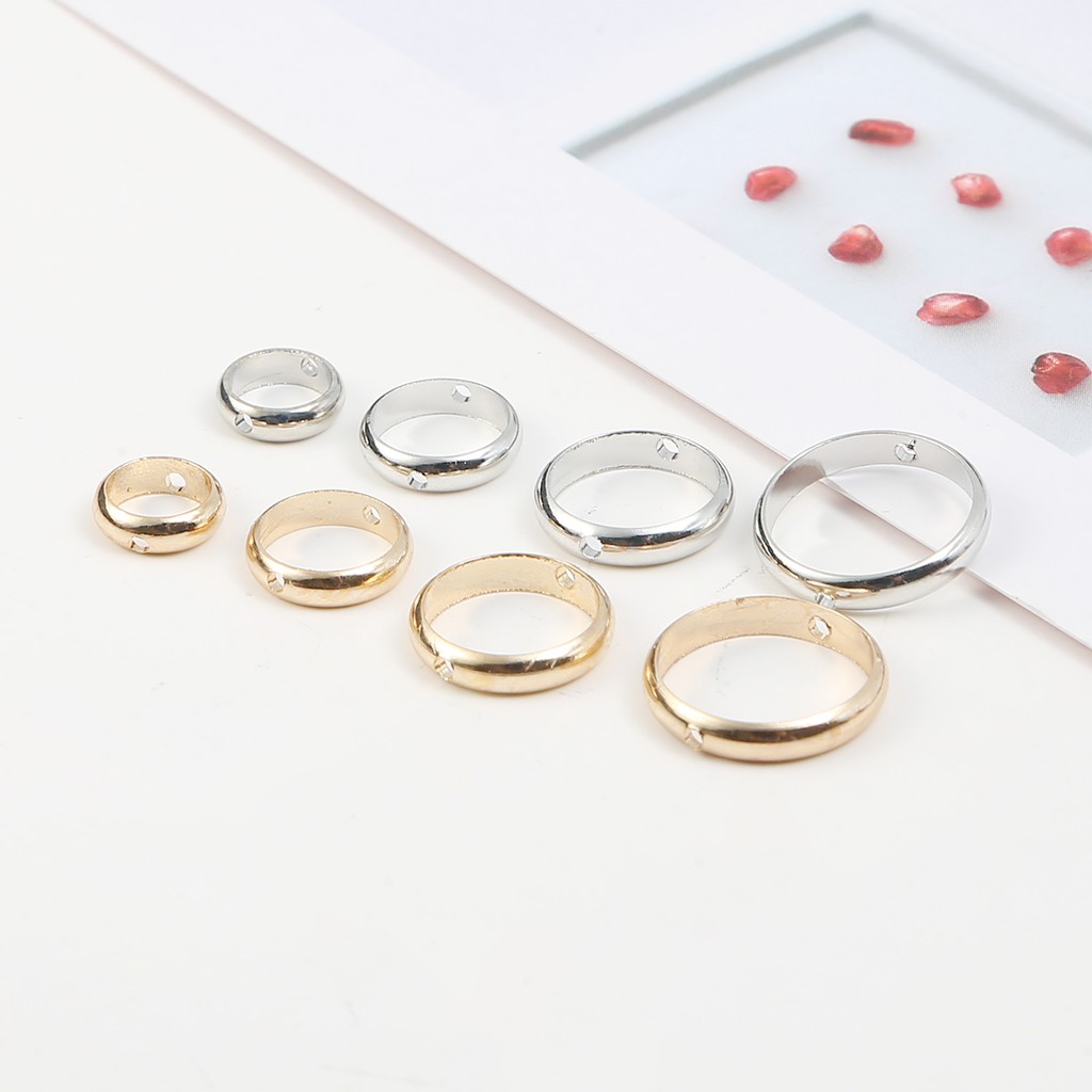 10pcs Manik-Manik Spacer Lubang Ganda Ukuran 6/8/10/12mm Untuk Membuat Perhiasan Gelang Diy