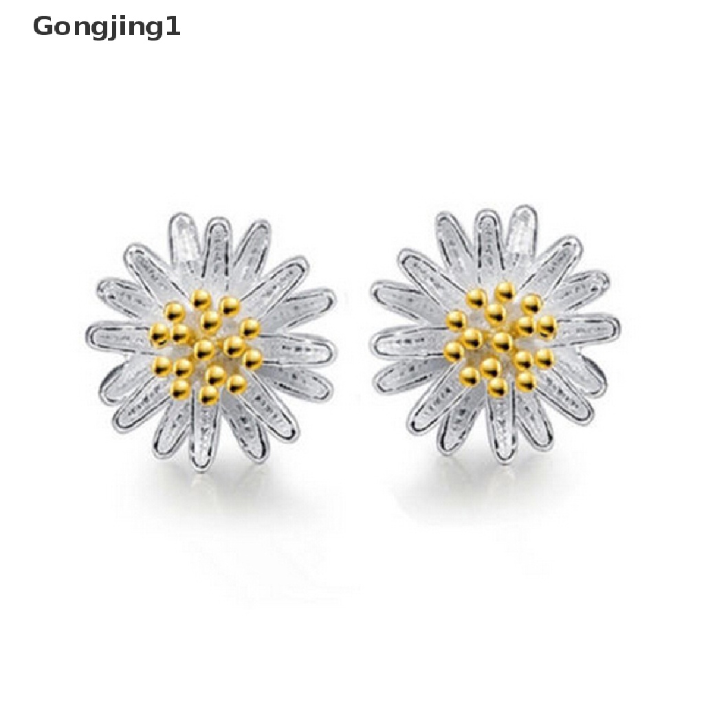 Gongjing1 Anting Tusuk Sterling Silver 925 Desain Bunga Aster Chrysanthemum Untuk Wanita