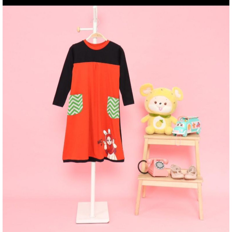 CUCI GUDANG - Umur 1 2 3 4 5 6 7 8 9 10 tahun - ORI Gamis Little Buddy - Bata - Gamis Anak Perempuan