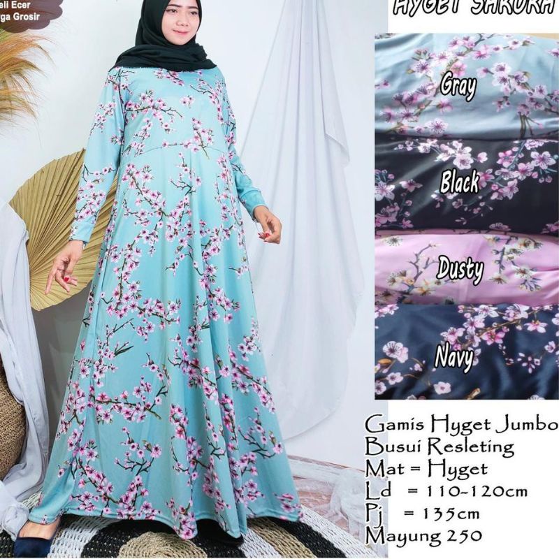 GAMIS HYGET JUMBO BUSUI MOTIF FRESILIA / SAKURA || GAMIS BUSUI MOTIF TERBARU TERMURAH