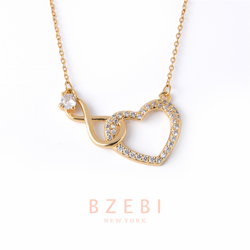 Bzebi Kalung Rantai Emas 18k Liontin Hati Adjustable Untuk Wanita 880n