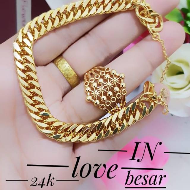 Gelang cincin lapis 24k