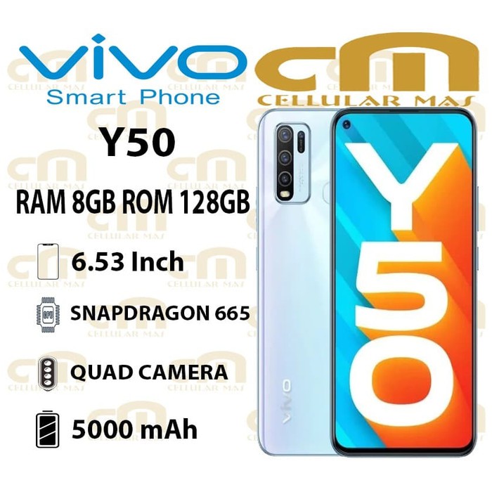 Vivo Y50 8/128 RAM 8GB ROM 128GB GARANSI RESMI VIVO | Shopee Indonesia