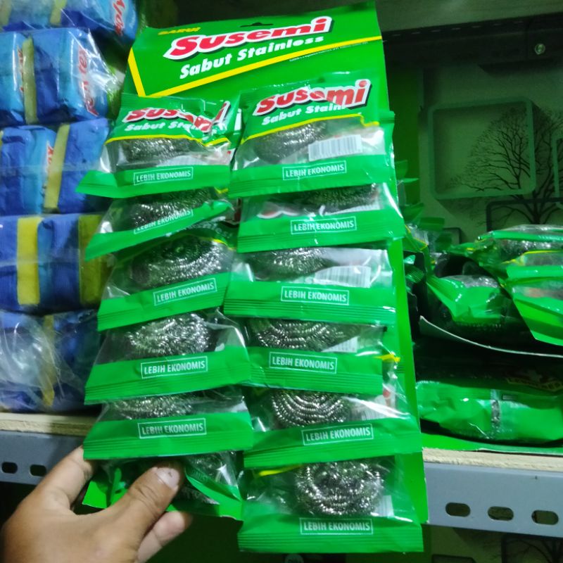 SUSEMI SABUT STAINLESS 1 LUSIN (12pc) / sabut cuci piring panci dll