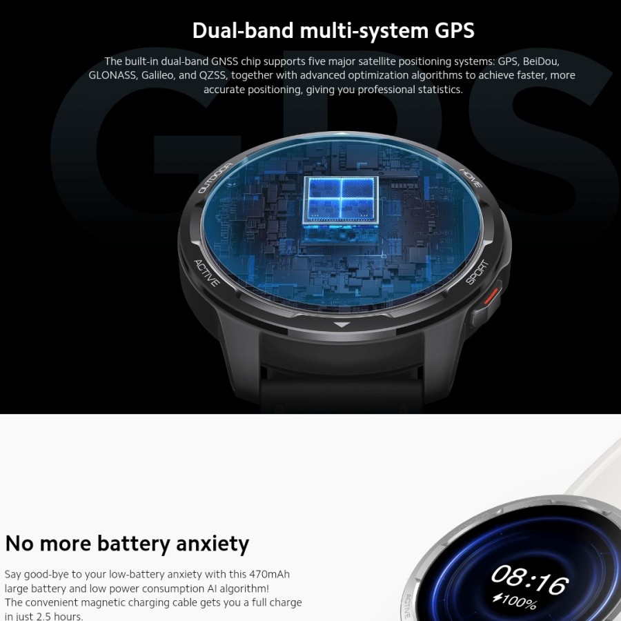 Mi Watch S1 Active Smart Watch Dual Band GPS