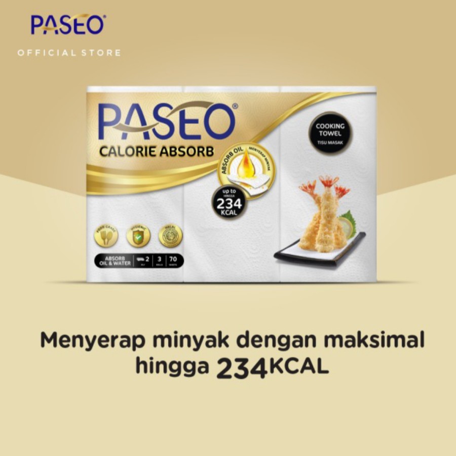 Paseo Kitchen Towel Calorie Absorbs Roll 70s (Isi 3 Roll) Paper Towel