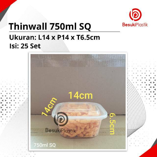 Thinwall 750ml SQ Kotak Persegi / Thinwall DM 750ml Square / Kotak Thinwall 750ml Kotak