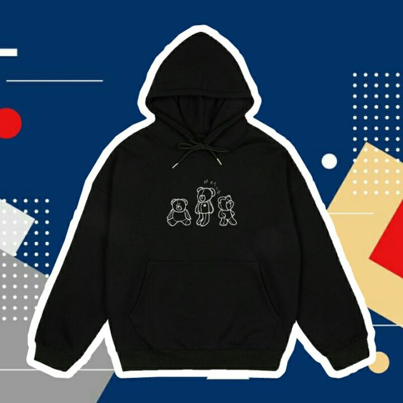 Pre Classy Sweater Hoodie Three Teddy Bear Black Premium Quality