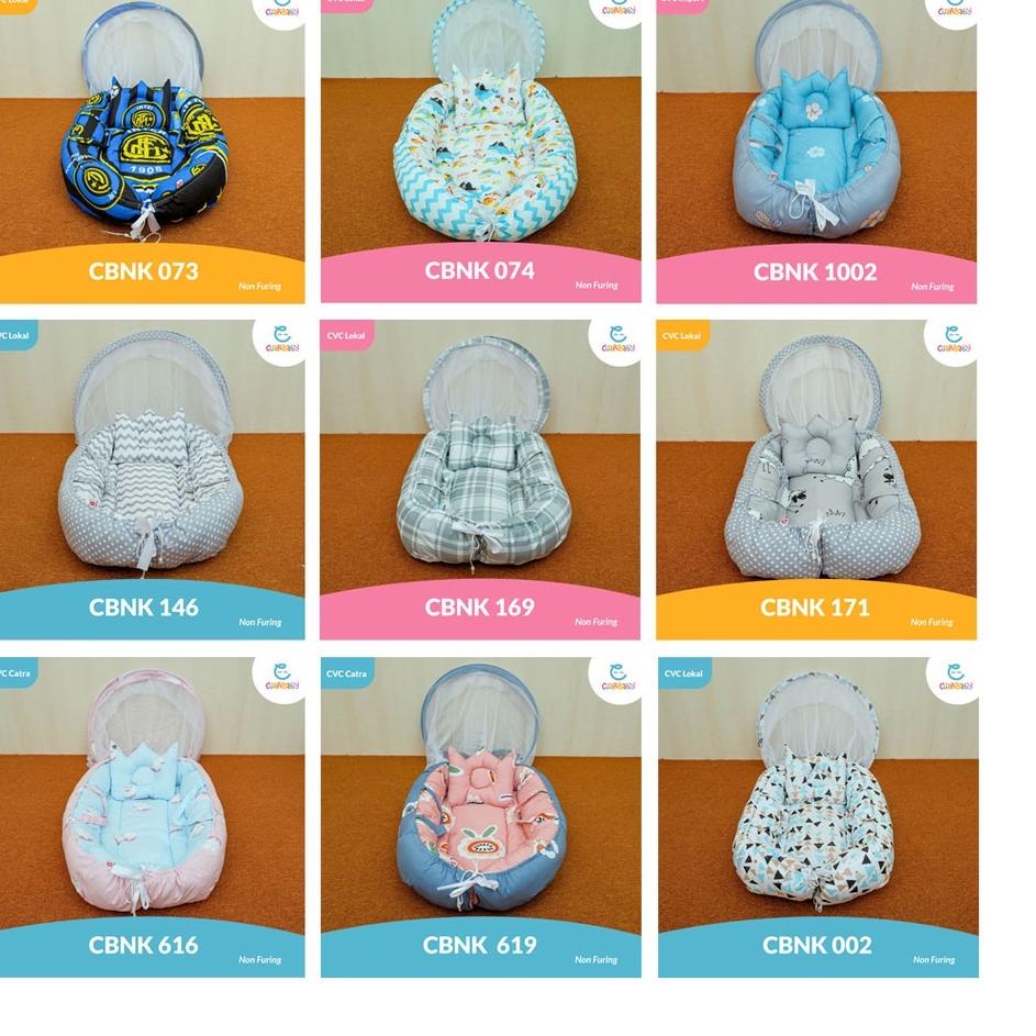 CBNK 029 Kasur Bayi Karakter Lipat BerKelambu Lepas Unik Motif Polka Navy Archery| Perlengkapan Bayi