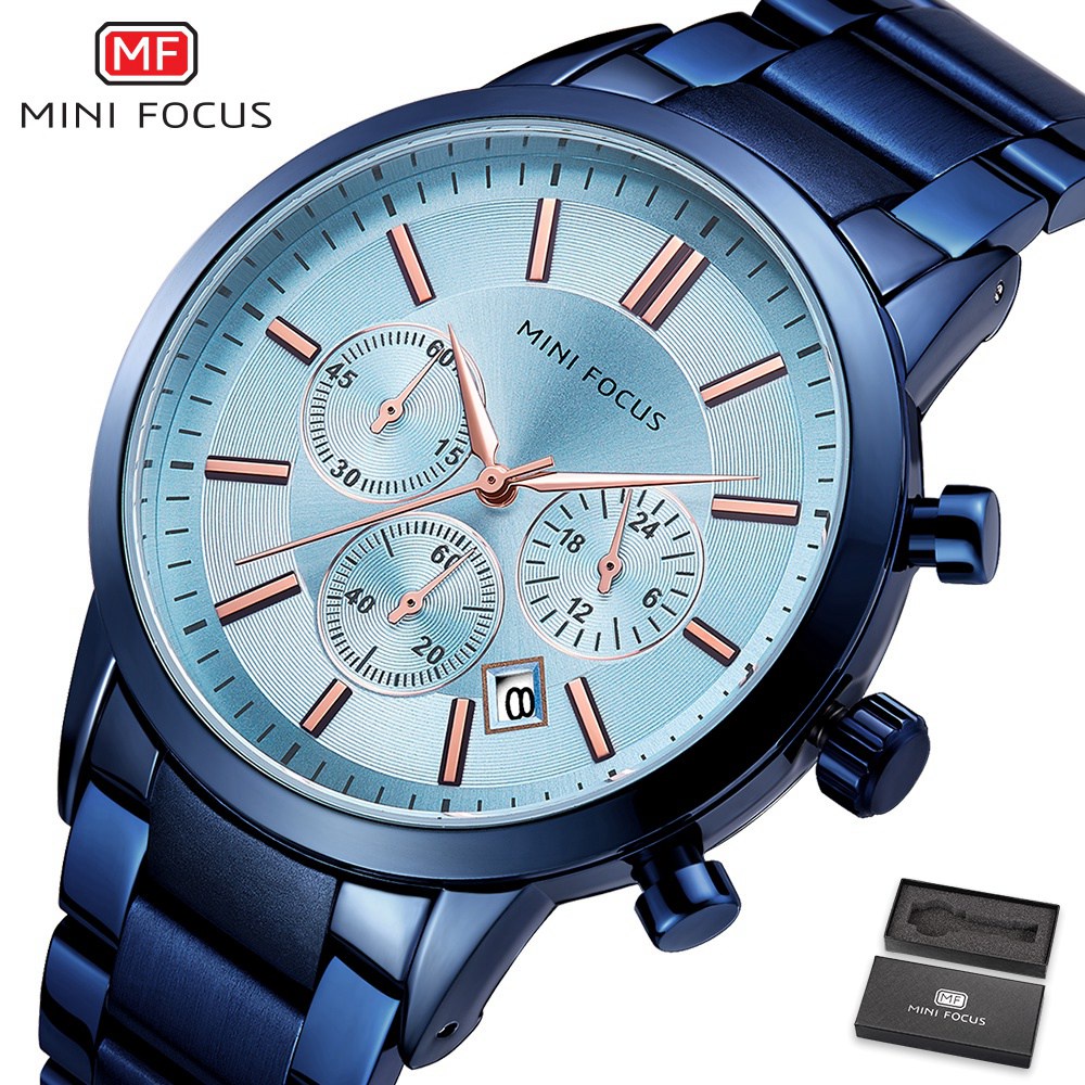 MINI FOCUS Top Jam Tangan Pria, Jam Tangan Olahraga Merek Mewah Terkenal Quartz untuk Pria