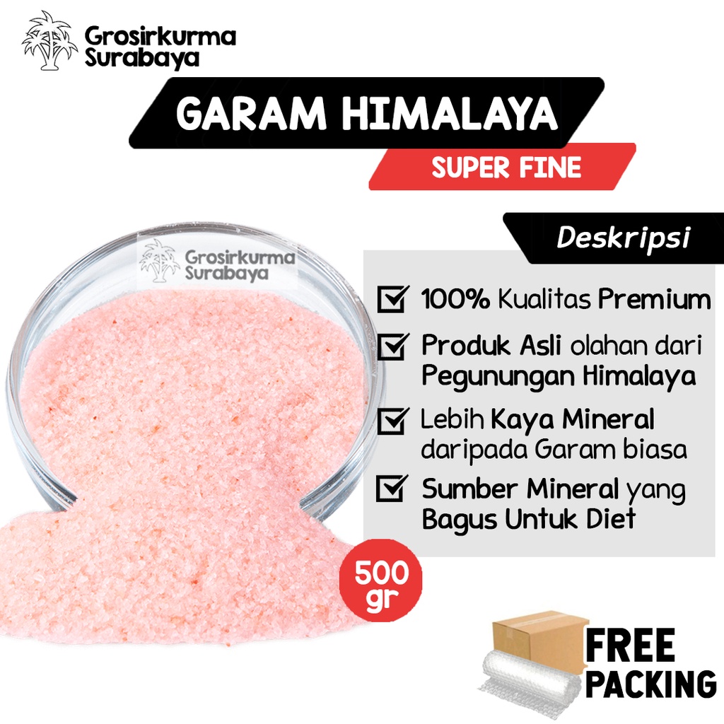 Garam Himalaya Murni 500gr Super Fine Lebih Kaya Mineral Dari Garam Dapur Biasa Pink Rock Himsalt