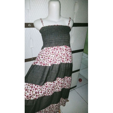 DRESS MIDI ,ld 90 pj 107.no minus.cantik banget motif vintage smoke.
