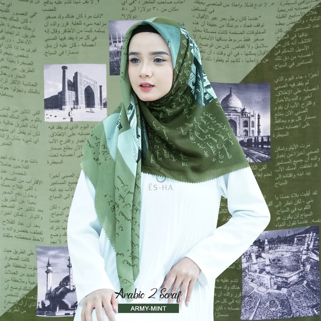 COD PROMO DENAY KW HIJAB SEGIEMPAT VOAL MOTIF / JILBAB DEENAY KW MOTIF TERMURAH-ARAB ARMY MINT