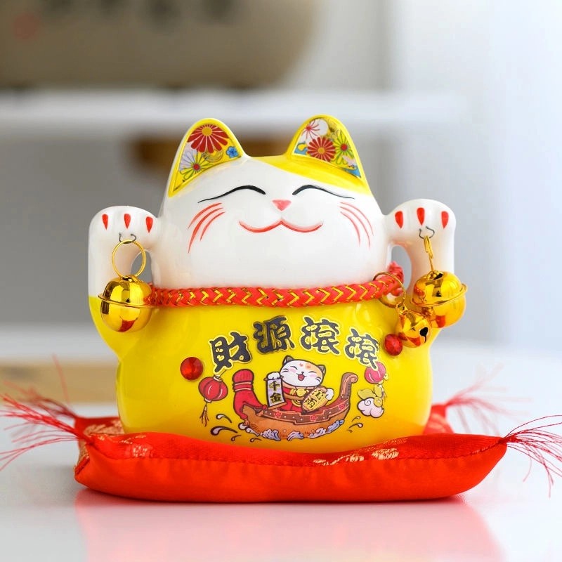 Maneki Neko Kucing Hoki Keramik Pajangan Kado Ultah Celengan Patung