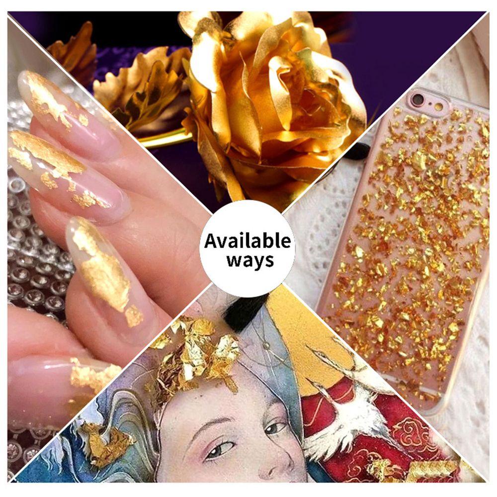 Solighter 12Grid Kuku Foil Emas Nail Art Dekorasi DIY Gold Glitter Flakes Irregular