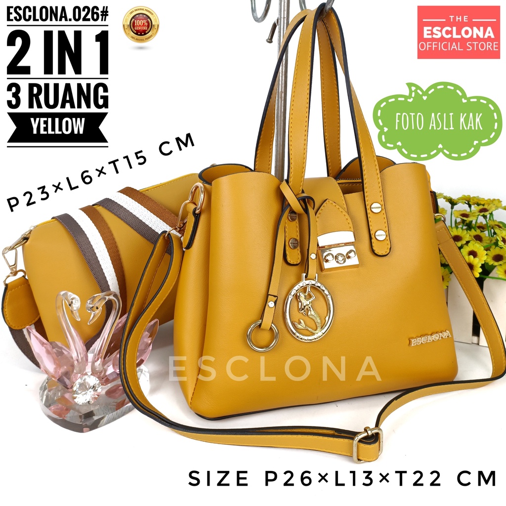 Tas wanita Import Batam Bag Esclona 026 Selempang Cewek Cantik Branded Grosir Fashion Murah Handbag Original Besar Kantor Kerja Kuliah Pesta Premium Super Populer Terbaru Terlaris Ibu Emak Dewasa Santai Berpergian