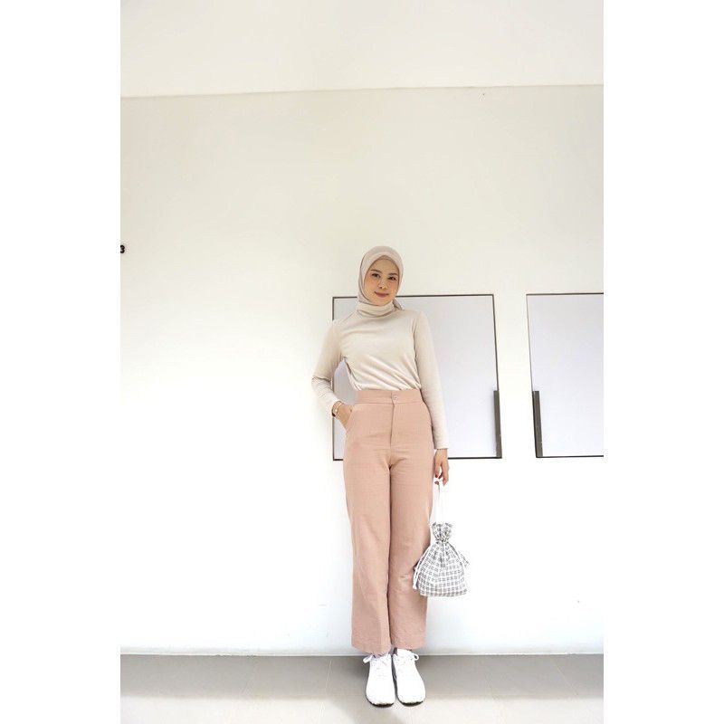 Celana kulot highwaist linen