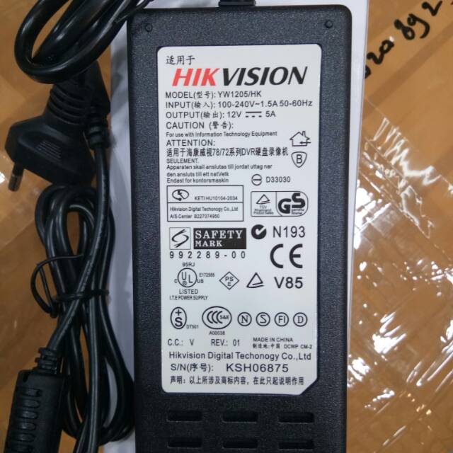 Adaptor hikvision 12v 5a murni muran dan bagus 4 pin