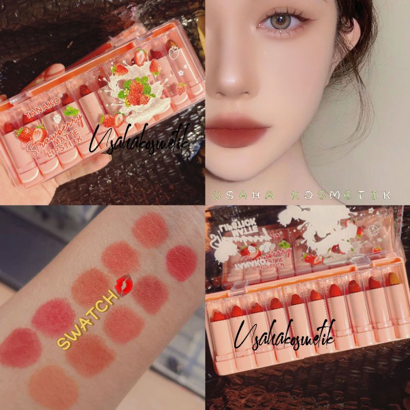 PROMO!! LIPSTIK TANAKO HT073 STRAWBERRY MATTE// LIPSTICK 10 WARNA