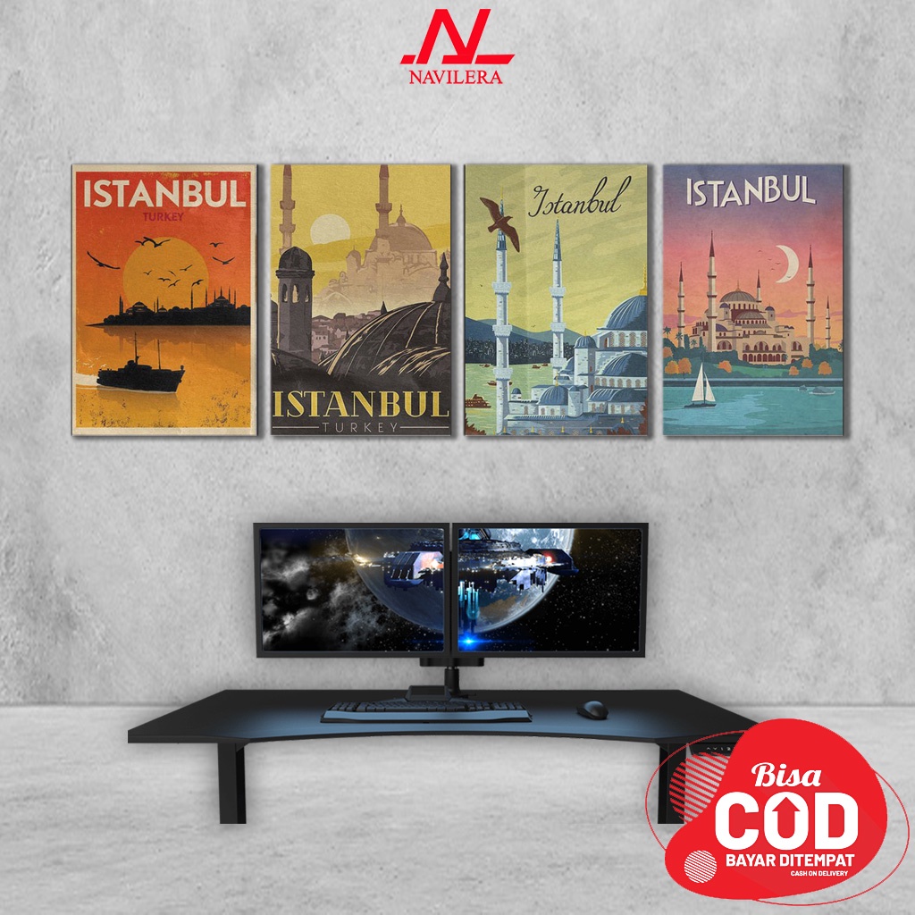 NAVILERA - Hiasan Dinding Kamar Poster Kayu Istanbul Turkey Wall Decor