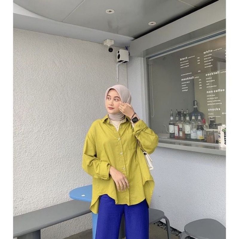 KEMEJA WANITA LINEN OVERSIZE OLIVIA SHIRT LINEN POKET / ATASAN WANITA / KEMAJA LIINEN WANITA / OLIVIA SHIRT