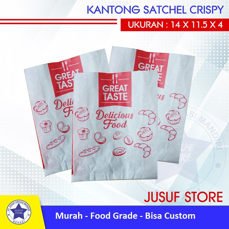 

RB Paperbag foodgrade ukuran 14x11x4cm, kantong crispy cetak universal