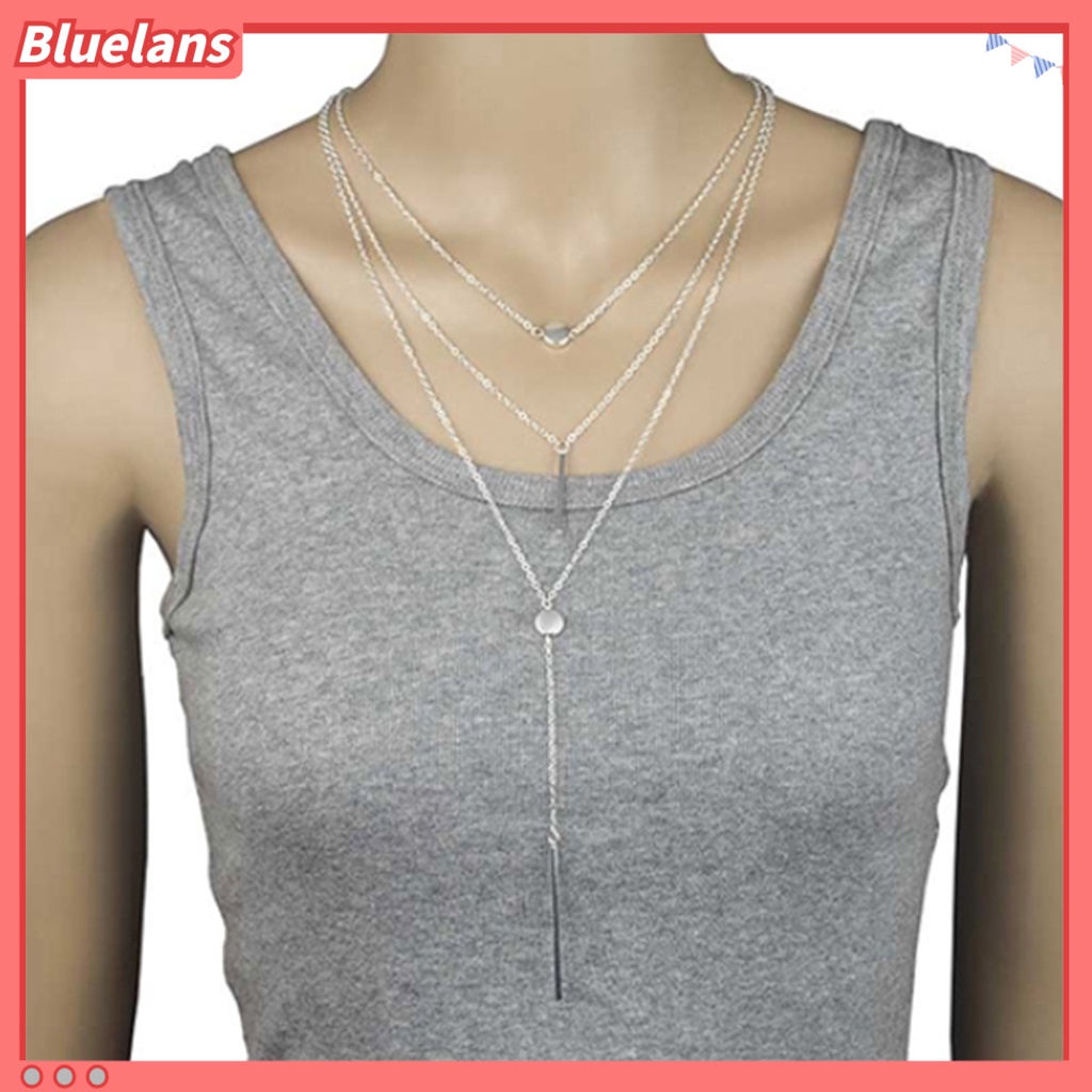 Bluelans Three-Layer Bar Pendant Alloy Luxury Chain Necklace