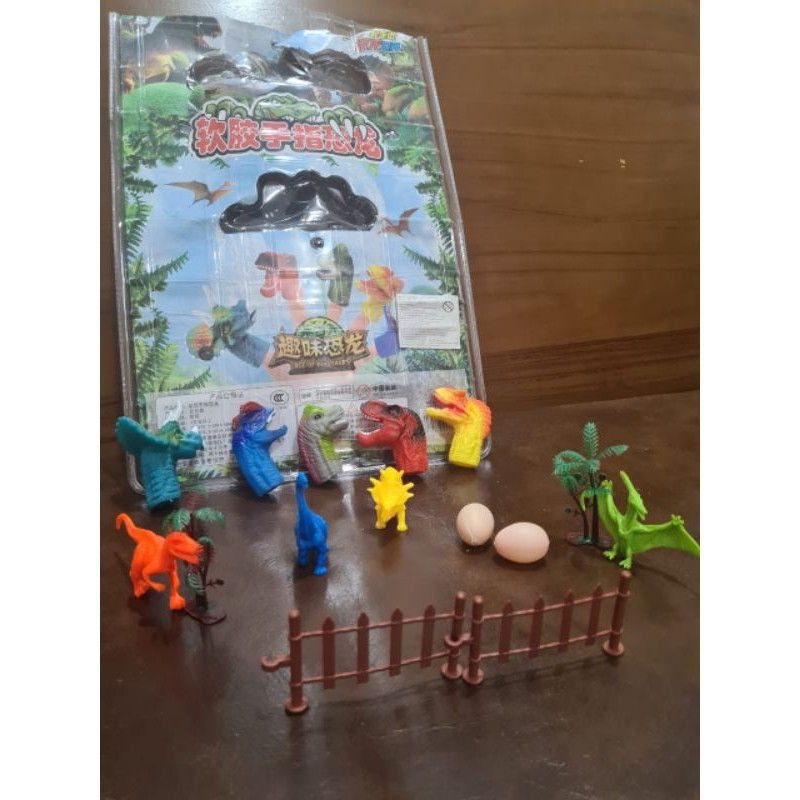 mrcaisen Mainan 15pc boneka dinosaurus jari karet anak dewasa