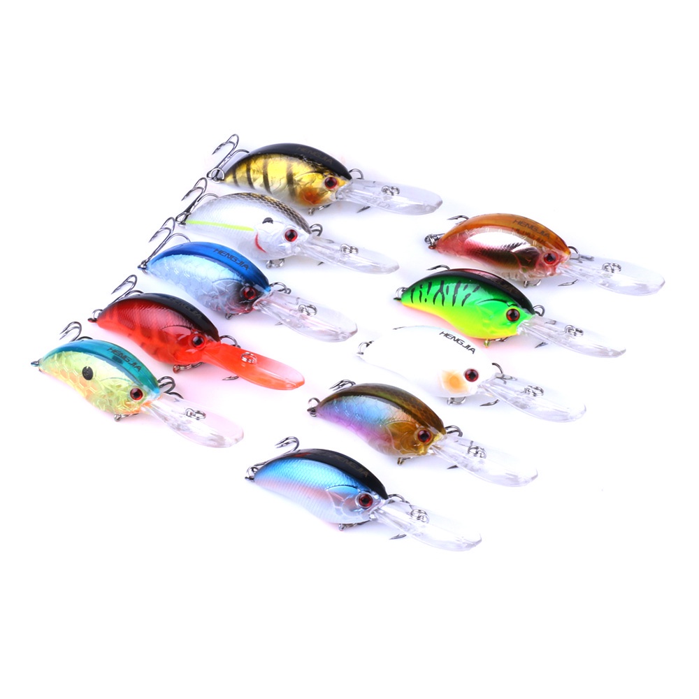 HENGJIA 10PCS Minnow Fishing Lure 9CM 13G Topwater Hard Bait Wobbler Jig Bait Crankbait Carp Striped bass Fishing tackle SwimBait