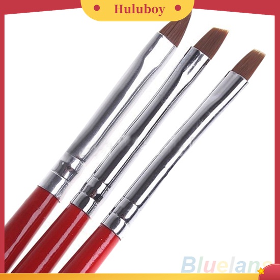 Huluboy Huluboy♡ 3pcs / Set Pen Brush Untuk Melukis Kutek Gel UV Akrilik DIY