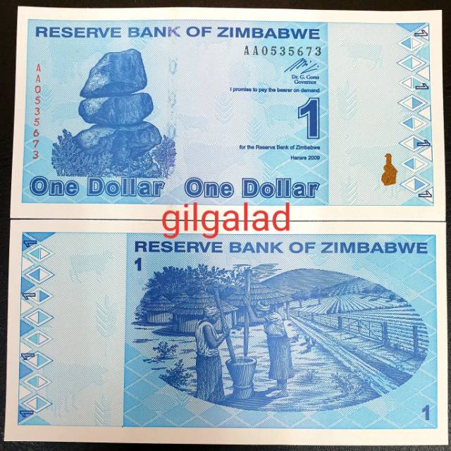 ZIMBABWE 1 DOLLAR 2009 UANG ASING