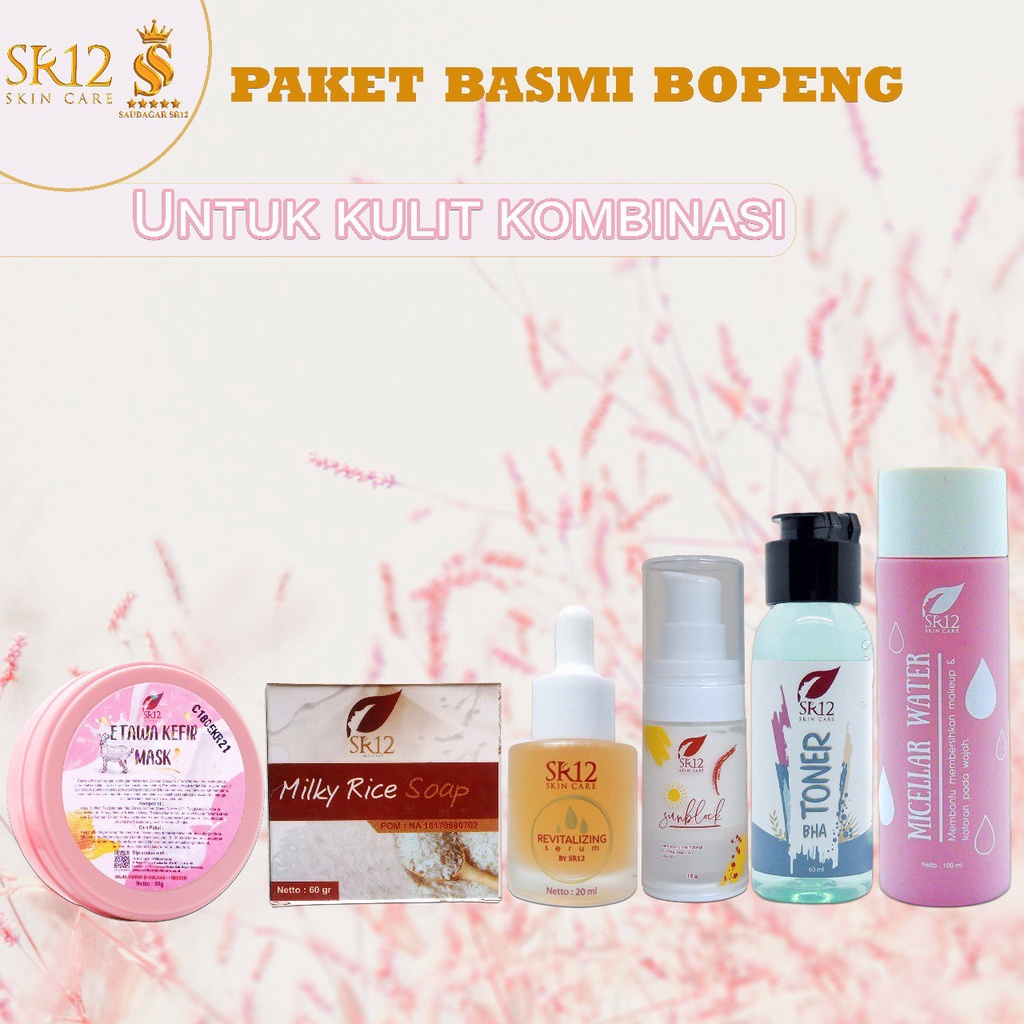 PAKET BOPENG KULIT KOMBINASI SR12 / SKINCARE PERAWATAN KECANTIKAN / Paket perwatan wajah original  / premium / berkualitas / terbaik / termurah / bagus / bpom