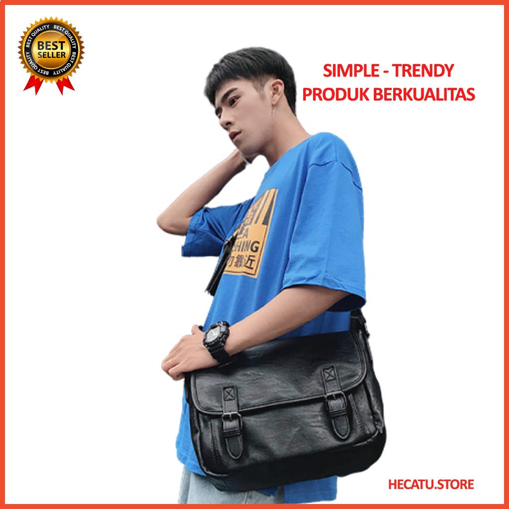 Tas Pria RDN 015 Distro Raindoz Bandung Y3D2 Tas Slempang Kulit Pria Import Cowok Waist Bag Kecil Wa
