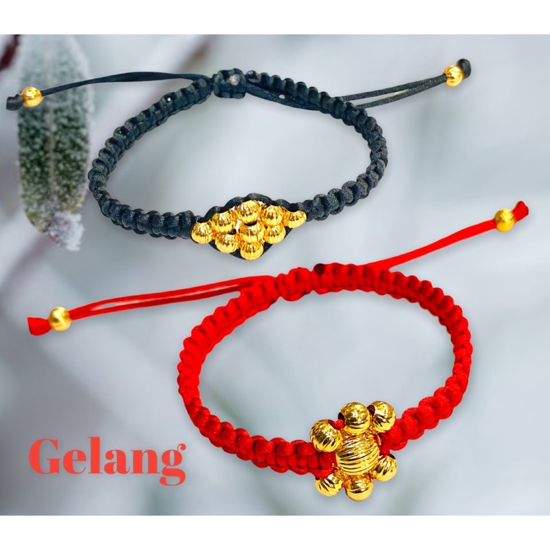 gelang tali kombinasi lapis emas