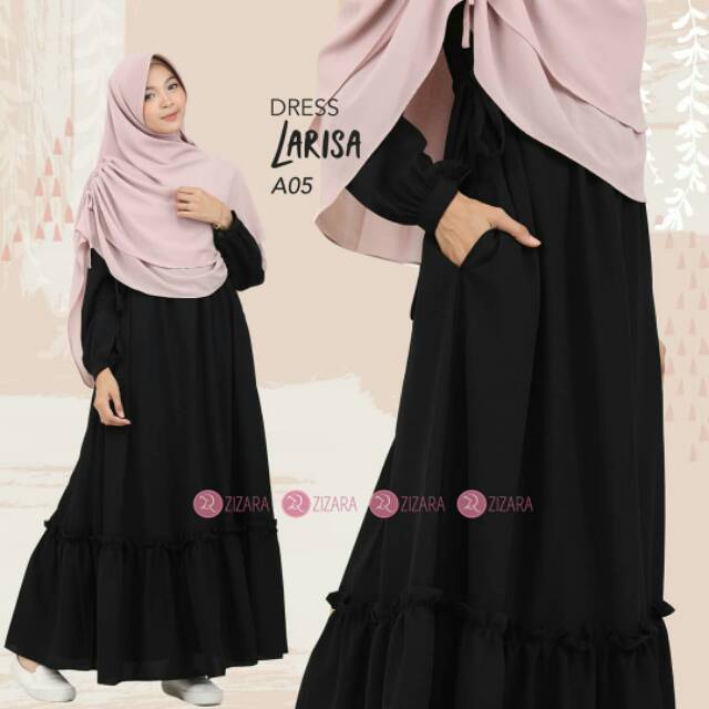 gamis hitam polos LARISA DRESS ZIZARA A05 S