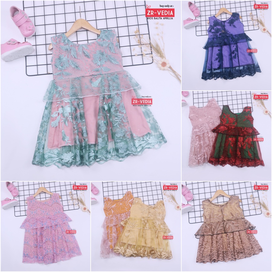 Dress Inara uk Bayi - 4 Tahun / Dres Brukat Kensi Anak Perempuan Baju Kondangan Gaun Pesta Premium