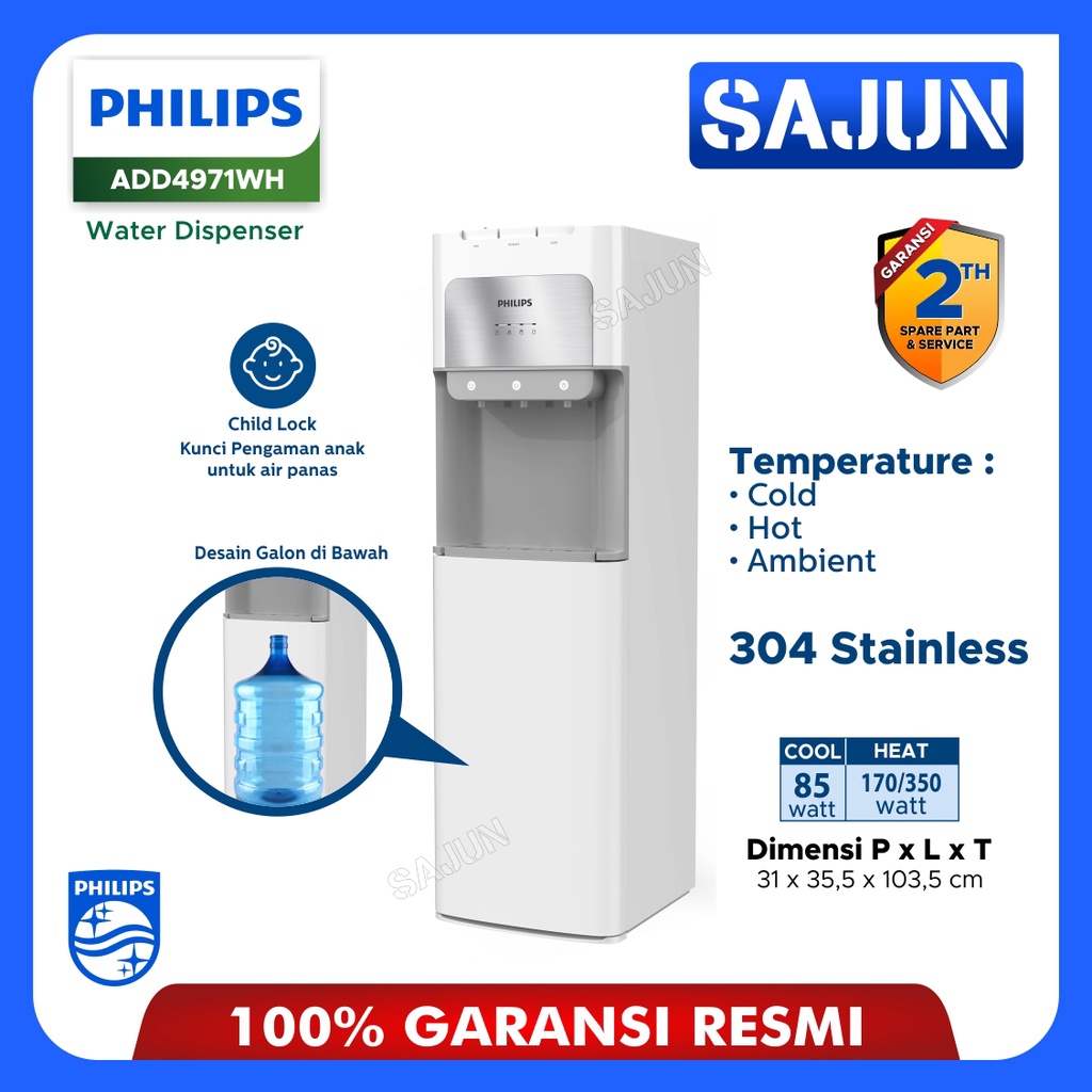 Philips Water Dispenser ADD4971WH Dispenser AIr Galon Bawah ADD-4971WH / ADD-4971GY