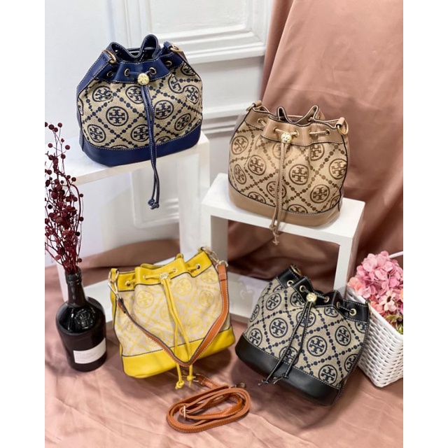 Tas Selempang Wanita Tas Bucket Shoulderbag import Tory Hobo Monogram TB