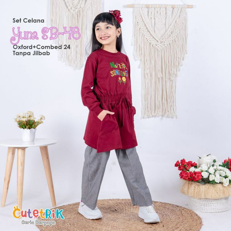 TERBARU SET SETELAN CELANA BAJU KAOS LENGAN PANJANG ANAK PEREMPUAN CEWEK MODERN KEMBARAN CUTETRIK SE
